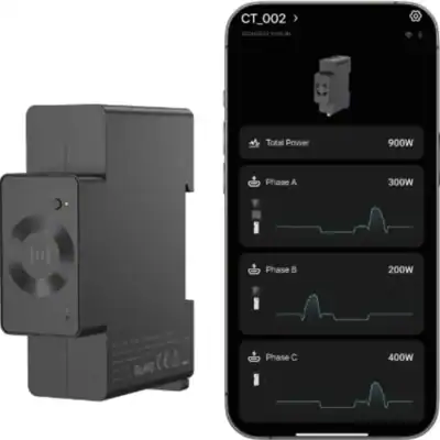 Energiebeheer systeem gekoppeld aan smartphone voor slimme controle.