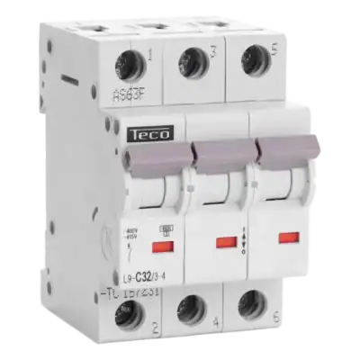 Veiligheidsautomaat voor elektrische installaties, 3-polig 400V, Teco.