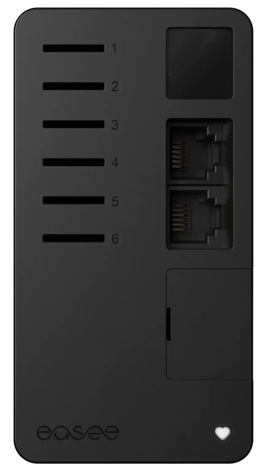 Robuuste black network switch met 6 Ethernet-poorten en 1 USB-poort voor optimale connectiviteit.