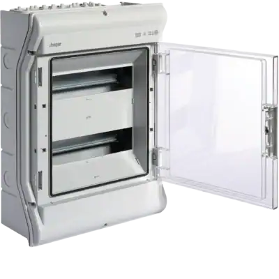 Compacte elektrische kast met transparante deur, geschikt voor industriële toepassingen.